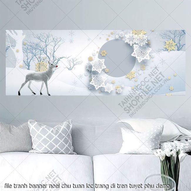 tranh cong giao file tranh banner noel chu tuan loc trang di tren tuyet phu